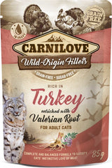 Carnilove Cat Pouch Turkey Enriched With Valerian 85g - krůtí kapsička s kozlíkem lékařským, podpora klidu.