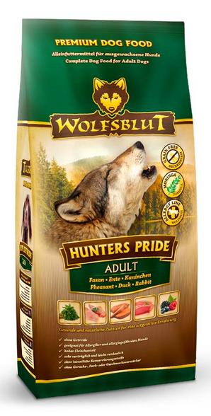 Granule Wolfsblut Dog Adult Hunter’s Pride s bažantem, jelením a králičím masem pro dospělé psy, 12,5 kg.