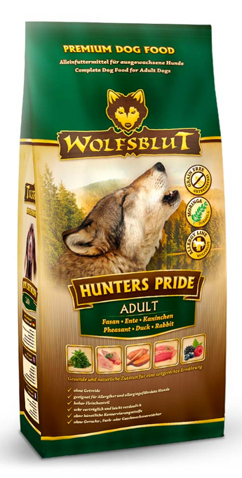Granule Wolfsblut Dog Adult Hunter’s Pride s bažantem, jelením a králičím masem pro dospělé psy, 12,5 kg.