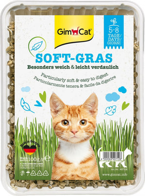 Gimpet kočka Tráva Soft Grass 100g – Měkká kočičí tráva pro podporu trávení a prevenci chlupových bezoárů, balení 100g