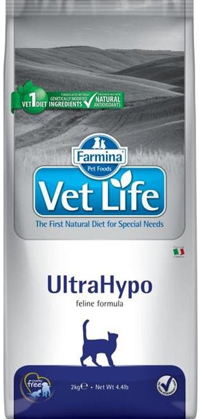 Vet Life Natural Feline Ultrahypo 2kg – Hypoalergenní krmivo pro kočky s potravinovými alergiemi, balení 2kg