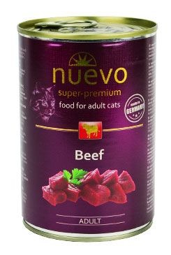 Nuevo Cat Adult Hovězí 400 g – Kompletní krmivo pro dospělé kočky s hovězím masem, balení 400 g.