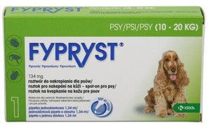Fypryst Spot-on Dog M 1,34 ml – antiparazitární pipeta pro střední psy (10–20 kg) proti blechám, klíšťatům a všenkám. Dlouhodobá ochrana až 8 týdnů.