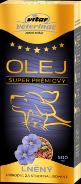 VITAR Veterinae Lněný olej, 500 ml, doplněk stravy pro zdravou srst.