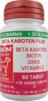 Giom S, Beta-karoten plus, 60 tbl + 25 % zdarma, podpora zdravé srsti a imunity.