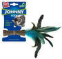 Hračka kočka GiGwi Johnny Stick Catnip s modrým peří