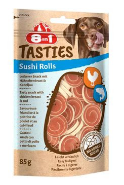 Pochoutka 8in1 Tasties Sushi Rolls 85g – Sushi rolky jako pochoutka pro psy, balení 85g