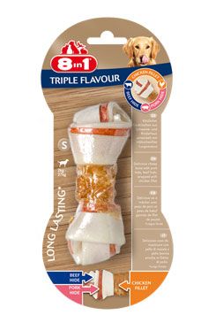 Pochoutka 8in1 Triple Flavour S (1ks) – Pochoutka pro psy s trojitým příchutěmi, velikost S, balení 1ks