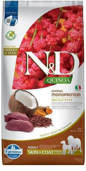 N&D Quinoa DOG Skin&Coat Venison M/L 7kg