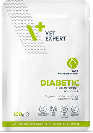 Dietní kapsička VetExpert VD 4T Diabetic pro kočky s cukrovkou, 100 g.