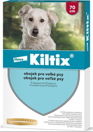 Kiltix 70 cm – antiparazitární obojek pro velké psy, ochrana proti blechám a klíšťatům až 7 měsíců.