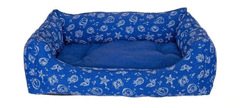 Pelech Friends Sofa Bed M modrá Kiwi – pohodlný pelech pro psy velikosti M, modrý design Kiwi.