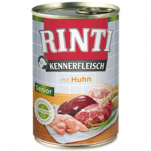 Rinti Dog Kennerfleisch konzerva Senior kuře 400g - Konzerva pro starší psy s kuřetem, ideální pro citlivé trávení.