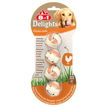 Koule žvýkací Delights XS 4ks – Žvýkací koule pro psy, velikost XS, balení 4ks