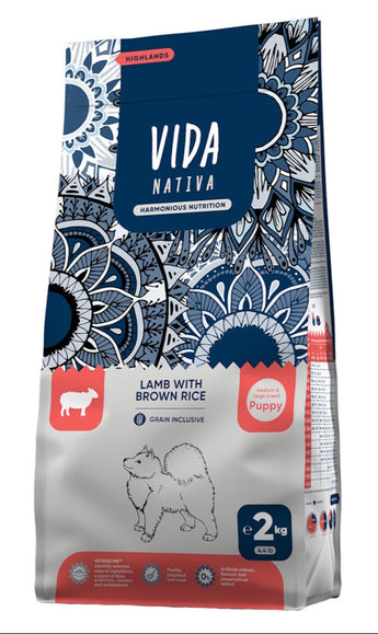 Kraftia VIDA NATIVA DOG Puppy S Lamb & Rice 2kg - Krmivo pro malé štěňata s jehněčím a rýží, podporující zdravý vývoj.