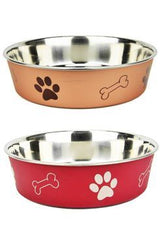 Miska nerez, tlapka + kost, mix barev, 1,4 l, 21 cm, nerezová miska pro psy.