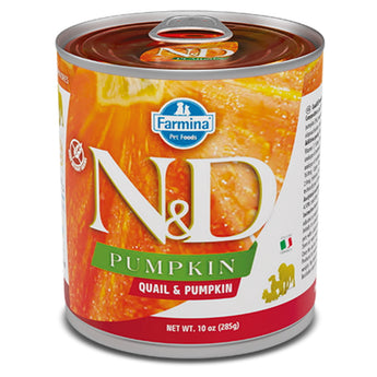 N&D DOG PUMPKIN Adult Quail & Pumpkin, 285 g, krmivo s křepelkou a dýní pro psy.