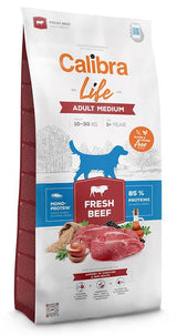 Calibra Dog Life Adult Medium Fresh Beef 12kg – Krmivo pro dospělé psy středních plemen s čerstvým hovězím, balení 12 kg.