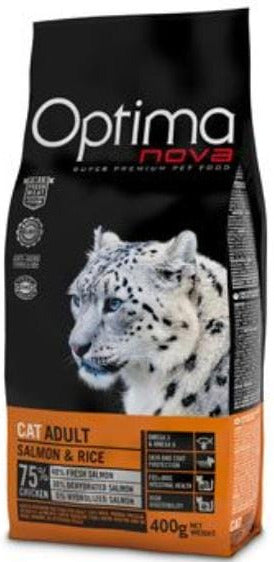 OPTIMA nova Cat Adult Salmon&Rice 20 kg – Krmivo pro kočky s lososem a rýží, balení 20 kg.