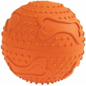 Hračka pes Míč s otvorem na krmivo Oranžová 6,5cm – Oranžový míč s otvorem na pamlsky pro psy, 6,5 cm.