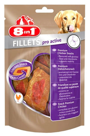 Pochoutka 8in1 Fillets pro active S 80g – Filety pro psy na podporu aktivity, balení 80g