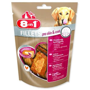Pochoutka 8in1 Fillets pro skin&coat S 80g – Filety pro psy na podporu zdraví kůže a srsti, balení 80g