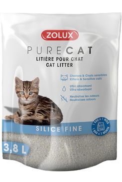 Podestýlka PURECAT fine silica 3,8l – Jemné silikátové stelivo, balení 3,8 l.