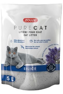 Podestýlka PURECAT levandule silica 5l – Levandulově vonící silikátová podestýlka, balení 5 l.