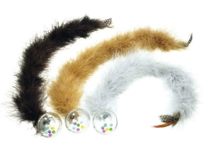 Hračka kočka Míč chrastící s péřovým ocasem 45cm KAR