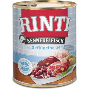 Rinti Dog Kennerfleisch konzerva drůbeží srdíčka 800g - Velké balení konzervy s drůbežími srdíčky pro psy.