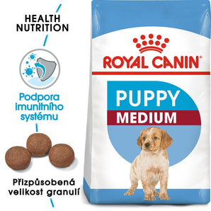 Royal Canin Medium Puppy/Junior 1kg – Kompletní krmivo pro štěňata středních plemen, podpora zdravého růstu, balení 1kg.