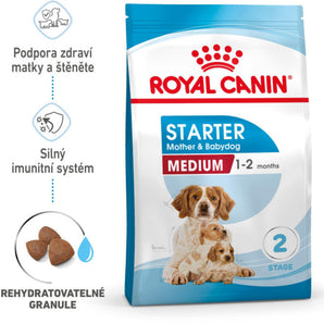 Royal Canin Medium Starter Mother&Babydog 15kg – Krmivo pro březí feny a štěňata do odstavu, podpora imunity a růstu.