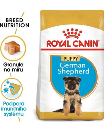 Royal Canin Breed Německý Ovčák Junior 12kg – Krmivo pro štěňata německých ovčáků, podpora zdraví kloubů a trávení, balení 12kg.