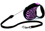 Vodítko FLEXI Safari zebra S, růžové, lanko 5m pro psy do 12kg.