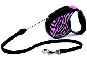 Vodítko FLEXI Safari zebra S, růžové, lanko 5m pro psy do 12kg.