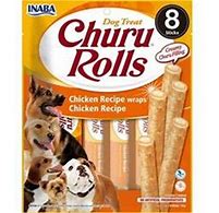 Churu Dog Rolls Chicken wraps Chicken 8x12g – Kuřecí rolky s plněním kuřecím masem, balení 8x12g.