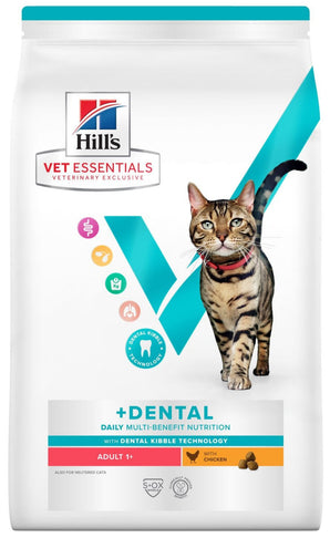 Hill's Vet Essentials DENTAL Adult chicken 6,5kg – Krmivo s kuřecím masem pro dospělé kočky na podporu dentálního zdraví, balení 6,5kg.