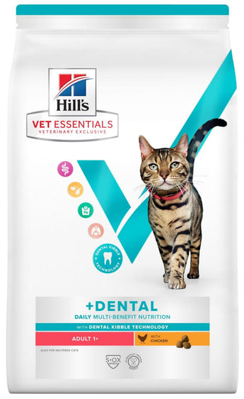 Hill's Vet Essentials DENTAL Adult chicken 6,5kg – Krmivo s kuřecím masem pro dospělé kočky na podporu dentálního zdraví, balení 6,5kg.