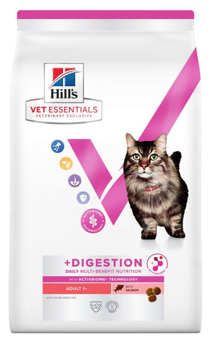 Hill's Vet Essentials Adult MB Digestive Salmon 1,5kg – Krmivo s lososem pro dospělé kočky na podporu zdraví trávicího systému, balení 1,5kg.