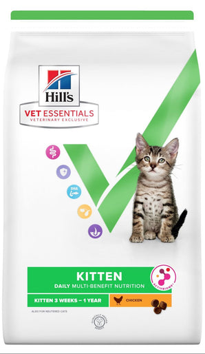 Hill's Vet Essentials Kitten Growth Chicken 1,5kg – Kompletní kuřecí krmivo pro zdravý růst koťat, balení 1,5kg.