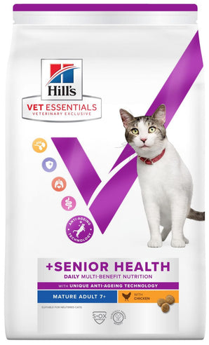 Hill's Vet Essentials Senior Chicken 3kg – Kompletní krmivo s kuřecím masem pro starší kočky, balení 3kg.