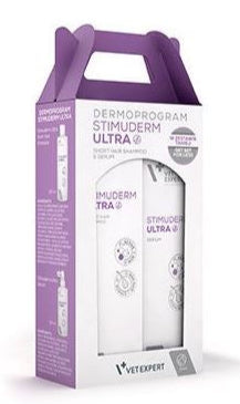 Duo balení VetExpert Stimuderm Ultra pro psy s krátkou srstí, dermatologická péče.