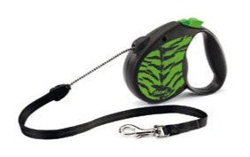 Vodítko FLEXI Safari tygr S, lanko 5m, 12kg, zelená barva.