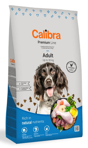 Calibra Dog Premium Line Adult 3 kg, kompletní krmivo pro dospělé psy středních plemen.