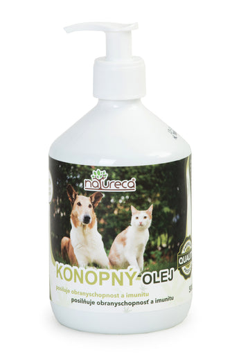 NATURECA Konopný olej 500ml - láhev s přírodním konopným olejem pro zdraví a vitalitu.