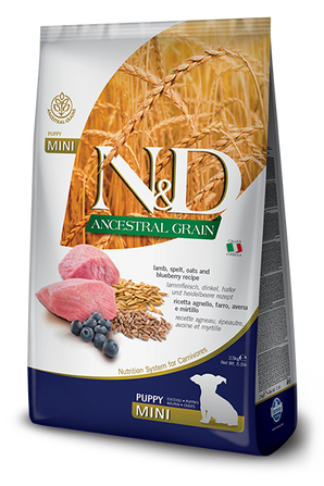 N&D LG DOG Puppy Mini Lamb & Blueberry, 2,5 kg, krmivo s jehněčím a borůvkami pro malé štěňata.