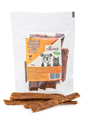 NATURECA pochoutka Masové pláty Kuře 100%maso 100g - balení kuřecích masových plátů 100g.