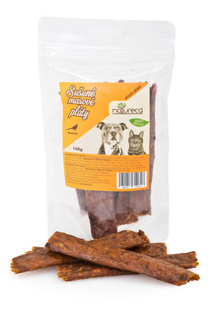 NATURECA pochoutka Masové pláty Bažant 100%maso 100g - balení sušeného masa pro psy.
