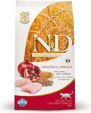 N&D LG CAT Adult Chicken & Pomegranate, 1,5 kg, krmivo s kuřetem a granátovým jablkem.