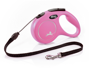 Vodítko FLEXI Classic NEW M lanko 5m/20kg růžová, ideální pro psy do 20 kg, délka 5 metrů, růžová barva.
